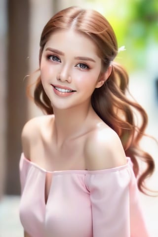 1girl, student, beautiful detailed eyes,beautiful detailed lips, happy face,long eyelashes,brown hair,light and delicate pink blush,sparkling eyes,happy smile, ((full-body visible)),  full-body_portrait, Marlene Favela