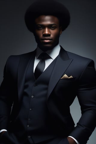 A stunning intricate full color portrait full body of black male, wearing a black official suit, epic character composition, albi, nina masic, sharp focus, natural lighting, subsurface scattering, f2, 35mm, film grain,