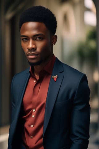 A stunning intricate full color portrait of black male, wearing a black official suit, epic character composition, albi, nina masic, sharp focus, natural lighting, subsurface scattering, f2, 35mm, film grain,