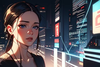 (4k), (masterpiece), (best quality), (extremely intricate), (realistic manga art anime), (sharp focus), (cinematic lighting), (extremely detailed), sci-fi theme, synth-wave, cyberpunk

1girl

Backgound, vibrant cyberpunk city,1 girl,SAM YANG