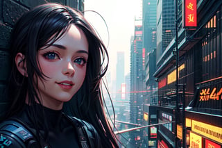 (4k), (masterpiece), (best quality), (extremely intricate), (realistic manga art anime), (sharp focus), (cinematic lighting), (extremely detailed), sci-fi theme, synth-wave, cyberpunk

1girl, smile

Backgound, vibrant cyberpunk city