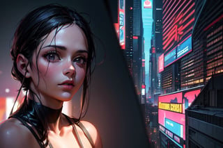 (4k), (masterpiece), (best quality), (extremely intricate), (realistic manga art anime), (sharp focus), (cinematic lighting), (extremely detailed), sci-fi theme, synth-wave, cyberpunk

1girl

Backgound, vibrant cyberpunk city,