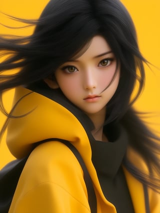 Naruto uzumaki,女孩,旗袍,Dream, cute girl on a yellow black hoodie, in the style of yuumei, realistic hyper - detailed rendering, yumihiko amano, zhang jingna, wiccan, trace monotone, rtx on ,細緻的背景,indian boy,