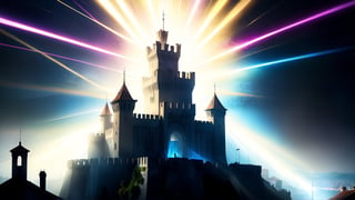 4k, masterpiece, Italian castle city, (trendwhore style:1.4), abstract art, abstract light rays, abstract  ((bursting light rays),   pastel theme. sharp details. BREAK highest quality, detailed and intricate, original artwork, trendy, vector art, award-winning, artint, SFW, ,night city,DonMW15pXL,itacstl