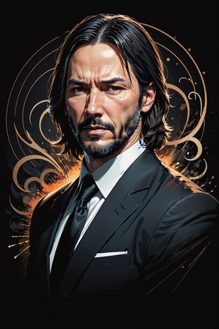 dark, gritty, realistic, mix of bold dark lines and loose lines, bold lines, on paper, turnaround character sheet, a stunningly beautiful (masterpiece, best quality:1.3), (2d:1.3), ink (medium), t-shirt design, black background, Full body, 2D illustration, John Wick, black color, (sharp lines), lines of bold ink, strong outlines, bold strokes, high contrast, (professional vector), best quality, flat colors, flat lights, no shadows, low levels, (gunpowder explosions), arcane symbols, runes, dark theme, Perfect composition golden ratio, masterpiece, best quality, 4k, sharp focus. Better hand, perfect anatomy, ((safe for work))