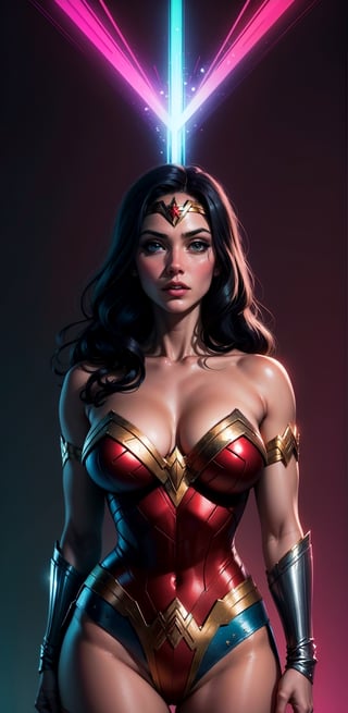 Wonder Woman (big tits) masterpiece, best quality, ((abstract, psychedelic, neon, background)),(creative:1.3), sy3, SMM, fantasy00d