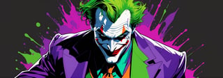 midshot, cel-shading style, centered image, ultra detailed illustration of The Joker, posing, ((Full Body)), (tetradic colors), ((inkpunk)), ((ink lines)), strong outlines, art by MSchiffer, bold traces, unframed, high contrast, cel-shaded, 4k resolution, best quality, (chromatic aberration:1.8)