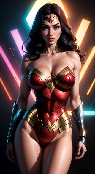 Wonder Woman (big tits) masterpiece, best quality, ((abstract, psychedelic, neon, background)),(creative:1.3), sy3, SMM, fantasy00d