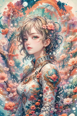 high resolution,  ultra detailed,  (masterpiece:1.4), taeri,  busty, super photo realistic illustration, highres, ultla detailed, absurdres,  best quality,

from side shot, looking away, close up shot, face focus, head shot, tilt head,

1 beautiful woman, flower dress, colorful, darl background, flower armor, vibrant color theme, exposure blend,  bokeh, (hdr:1.4), high contrast,  (cinematic,  teal and orange:0.85),  (muted colors,  dim colors,  soothing tones:1.3),  
BREAK

(god bless you:1.3),
compassionate expression, empathetic, caring, kind, content expression, satisfied, pleased, gratified, thoughtful expression, pensive, reflective, contemplative, determined expression, resolute, purposeful, firm,
BREAK

(colorful:1.5), glowing lights, pillar of lights, blooming light effect, papier colle, paper collage, layered compositions, varied textures, abstract designs, artistic juxtapositions, mixed-media approach,
(Zentangle:1.5), structured patterns, meditative drawing, intricate designs, focus and relaxation, creative doodling, artistic expression, dragonbaby,