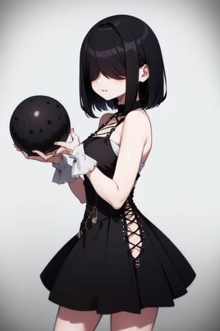 Lucy_loud, goth_girl, cartoon, black_dress, black_hair, Hair over eyes,  short_hair