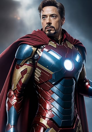 Iron man with Doctor Strange's cape