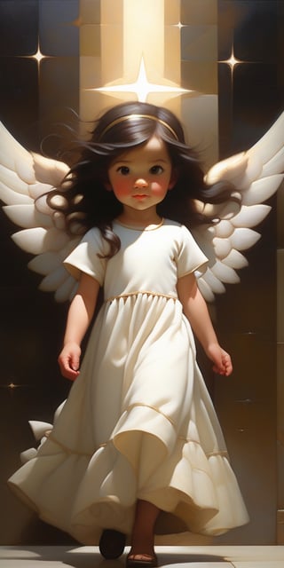 (heavenly beauty, angel by Craig Davison), (masterpiece, best quality:1.4), (renaisance:1.2), full body, female, long dark hair, god rays, ultra_realistic:1.4, source_real,more detail XL