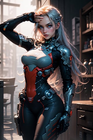 (((Young Woman))), ((Best Quality)), ((masutepiece)), (Detailed: 1.4), (Absurd), 35-year-old adult woman with Simon Bisley-style micro thong, Genesis evangelion neon style clothing, 2-piece clothing, Long silver hair, arm tatoo, cybernetic hands, pastel, Centered, scale to fit the dimensions, nffsw (High dynamic range),Ray tracing,NVIDIA RTX,Hyper-Resolution,Unreal 5,Subsurface Dispersion, PBR Texture, Post-processing, Anisotropy Filtering, depth of fields, Maximum clarity and sharpness, Multilayer textures, Albedo and specular maps, Surface Shading, accurate simulation of light and material interactions, Perfect proportions, Octane Render, Two-tone lighting, Wide aperture, Low ISO, White Balance, thirds rule, 8K Raw, Crysisnanosuit,loraeyes,nijistyle,pantyhose,Blue eyes,flaming eye