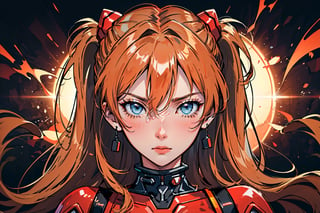 Asuka, 1girl, Blue Eyes, Red Skinsuit, Red Rubbersuit, Orange Hair , souryuuasukalangley, plugsuit 02, interface headset, looking at viewer , Angry Face , Code Eyes, Look down face, Expressionless face, Face Close Up , ((Best quality)), ((masterpiece)), 3D, HDR (High Dynamic Range),Ray Tracing, NVIDIA RTX, Super-Resolution, Unreal 5,Subsurface scattering, PBR Texturing, Post-processing, Anisotropic Filtering, Depth-of-field, Maximum clarity and sharpness, Multi-layered textures, Albedo and Specular maps, Surface shading, Accurate simulation of light-material interaction, Perfect proportions, Octane Render, Two-tone lighting, Wide aperture, Low ISO, White balance, Rule of thirds,8K RAW, Aura, masterpiece, best quality, Mysterious expression, magical effects like sparkles or energy, flowing robes or enchanting attire, mechanic creatures or mystical background, rim lighting, side lighting, cinematic light, ultra high res, 8k uhd, film grain, best shadow, delicate, RAW, light particles, detailed skin texture, detailed cloth texture, beautiful face, (masterpiece), best quality, expressive eyes, perfect face,