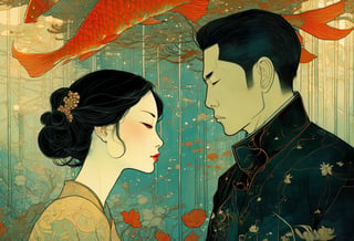 Art by Victo Ngai. A couple staring intensely at each other.