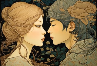 Art by Audrey Kawasaki. A couple staring intensely at each other.