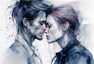 Art by Agnes Cecile. A couple staring intensely at each other.