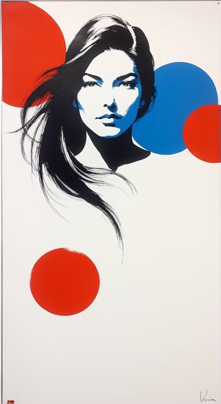 portrait of a woman, minimalist, with dynamic movement and bold colors, by vovin, ,artint,