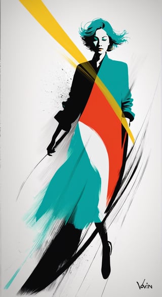 portrait of a woman, minimalist, with dynamic movement and bold colors, by vovin, ,artint,