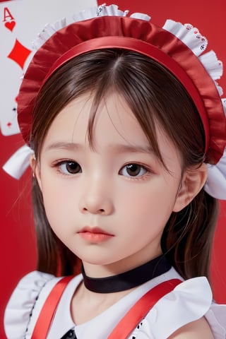 little maid, 7 years old, maid_outfit, poker face, detailed, red cheek, pretty eyes