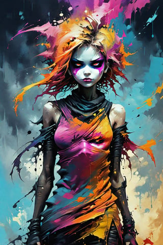 nswf girl, expressionist Darkfall Sandman, speed paint, digital ninja, glitch style, detailed, dynamic, raw, emotional, dynamic, distortion for emotional effect, vibrant, use of unusual colors, detailed