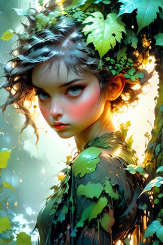 an autumn leaf pixie girl on a leaf in the rain, the autumn leaf pixie and the world adventure, photo realism, 8k resolution, garden, trending on artstation, 4k, intricate details, highly detailed, pencil drawing, sketching, unreal engine, greg rutkowski, loish, rhads, beeple, makoto shinkai and lois van baarle, ilya kuvshinov, rossdraws, tom bagshaw, alphonse mucha, oil painting, heavy strokes, paint dripping, oil painting, heavy strokes, paint dripping