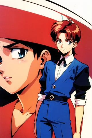 retro 90s anime, handsome young man.