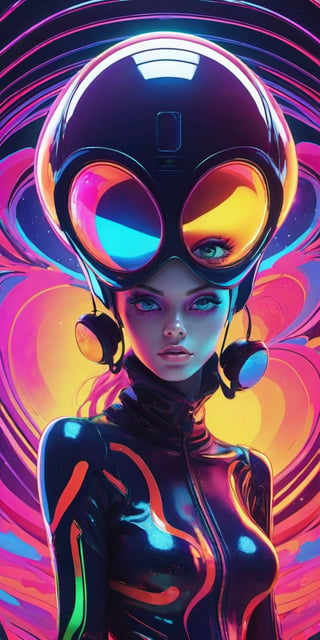 in a funky background portrait of little alien woman, Prominent eyes, funky background, illustration, anime, vector, nft, azuki style, anime style, cowboy shot,digital multi colored, slick bold design, clean, glossy lines, digital illustration, gloss finish, funky aesthetic, impeccable detail, awesome visual impact, endowed with gloss finish, bathed in volumetric lighting, refined by Add_Details_XL-fp16 algorithm, 4D octane rendering, infused with global illumination and precise line art, softened through macros, executed with V-Ray, epitome of visionary art, nuanced by elegant perfectionism and pop art consumerism, infused, aw0k euphoric style --niji 50 --auto --s2 --testp --chaos 50,more detail XL