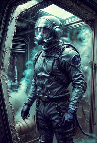 score_9, score_8_up, Captain, Sci fi biohazard breathing mask,modern soldier assault helmet, military uniform, bio hazard suit, sci fi style,poisonous gases atmosphere, survival suit,full body photo, art_booster,XTCH,portrait,davincitech,crosshatching,scifi,by leonardo da vinci