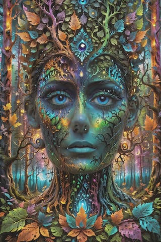 a forest of transcendence that opens up to the surroundings breaking down physical reality into the spirit realm . , fractals, vivid color, 
 . Spirit realm, metaphysical realm, esoteric,style , psychedelic landscape  , (masterpiece, best quality, ultra-detailed), (perfect hands, perfect anatomy), High detailed, detailed background, anatomically correct, beautiful face, detailed hands, perfect eyes, expressive eyes, score_9, score_8_up, score_7_up, best quality, masterpiece, 4k,visionary art,ULTIMATE LOGO MAKER [XL],bl4ckl1ghtxl,dd4ught3r,Halloween