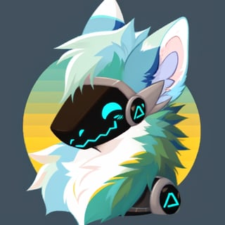 protogen, protogen visor, protogen face, a portrait of a protogen, half body, cute art style