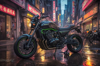 city,cyberpunk,(cityscape:1.1),(neons:1.2),ray tracing,street,sunset view,high reflection,YANGWANG U9,,masterpiece,sunset light,hdr,kawasaki H2 motorcycle engine,(rain:1.1 ), hot days, engine, mechanics, stylized, pistons, buggies, engine, wheel with city tire