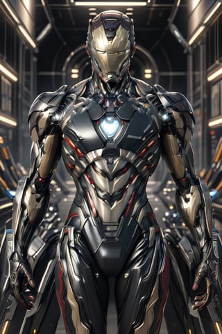 young ironman android (((black))), androgynous, slightly surprised expression, emerald eyes, his body being assembled in a laboratory with white walls or domed shapes, the parts of his mechanical body black. rise through mechanical arms from a puddle of liquid beneath his body, epic style,Android,android,Cyborg,robot,Science Fiction,Futuristic,FuturEvoLabCyberpunk,ironman, shiny black armor, intricate details, full HD, Iron Man Mark XLV - L suit specifications: Power: Integration of nanotechnology for adaptive capabilities. Materials: Nanotechnology and specialized alloys. Colors: Black with silver details. Special Features: Self-healing functions, enhanced strength and energy manipulation, (((black armor)))