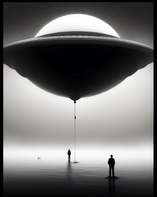 Andy Fairhurst style, (minimalism:1.5), black and white photography, science-fiction, 