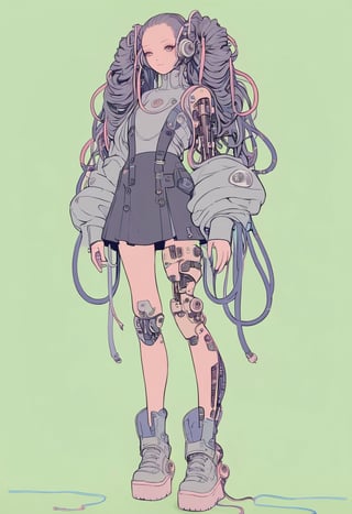 machine background, 1girl, full body, solo, cybernetic, cyborg ,txznmec