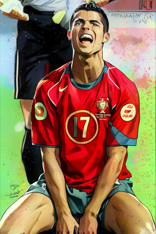 Cristiano Ronaldo, 17 years old, Portugal national team uniform , EURO 2004, drawing masterpiece, legendary