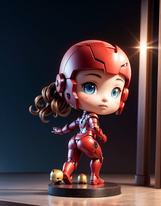 ((1 person)), Iron Man, small superhero, full body, chibi, 3D figure of Iron Man, Iron Man helmet, Iron Man's technological armor, Great detail in the armor, Light details in the futuristic armor, face detailed, beautiful eyes, official Iron Man uniform, Pose in action, dynamic pose, futuristic architecture, natural light at sunset, quality ((realistic)): 1.2), dynamic distance shooting, cinematic lighting, (In a children's room), (on a desk table), perfect composition, super detail, official art, masterpiece, (best) quality: 1.3), reflection, CG Unity 8K high resolution wallpaper, detailed background, masterpiece, (photorealistic): 1.2), random angle, side angle, chibi, full body, mikdef, imperial officer uniform, micro key chest