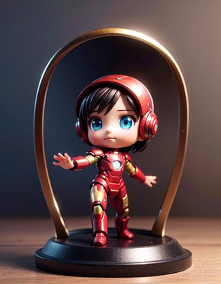 ((1 person)), Iron Man, small superhero, full body, chibi, 3D figure of Iron Man, Iron Man helmet, Iron Man's technological armor, Great detail in the armor, Light details in the futuristic armor, face detailed, beautiful eyes, official Iron Man uniform, Pose in action, dynamic pose, futuristic architecture, natural light at sunset, quality ((realistic)): 1.2), dynamic distance shooting, cinematic lighting, (In a children's room), (on a desk table), perfect composition, super detail, official art, masterpiece, (best) quality: 1.3), reflection, CG Unity 8K high resolution wallpaper, detailed background, masterpiece, (photorealistic): 1.2), random angle, side angle, chibi, full body, mikdef, imperial officer uniform, micro key chest