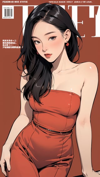 1girl, looking at viewer, thigh up body, stocking, earings, nsfw, elegant, blush, red background, hairstyle, styled clothes, cinematic composition, ultra detailed, best quality, sharp focus, magazine cover, outline, 2D artstyle, chimai,mthanhh