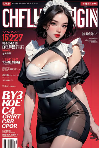 lustful, ((maid,)) thigh up body, 1girl, looking at viewer, intricate clothes, professional lighting, different hairstyle, coloful outfit, magazine cover, outline, chimai