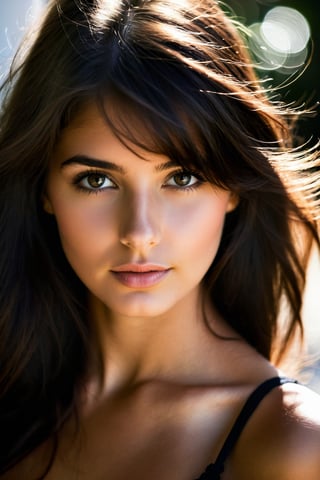 brunette girl, [light contrast], [hard shadows],(photo)
