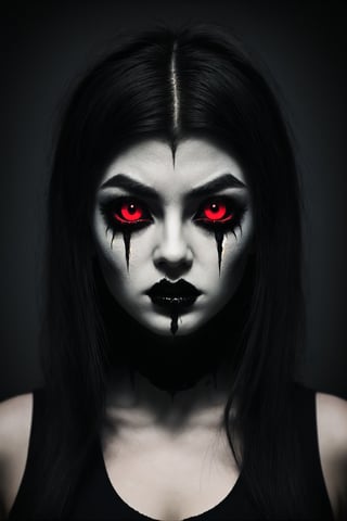 dark aesthetic girl demon with red eyes


,insane details 