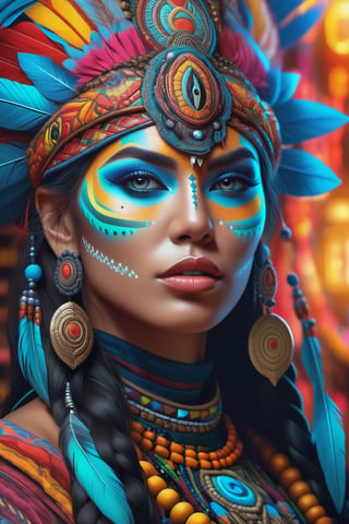 (best quality,highres:1.2),ultra-detailed,realistic,professional,surreal,psychedelic,highly detailed digital painting,portrait,shaman,face,detailed eyes,detailed lips,intricate,elegant,lithe,smooth,sharp focus,ArtStation,concept art,illustration,colorful, vibrant, dynamic lighting