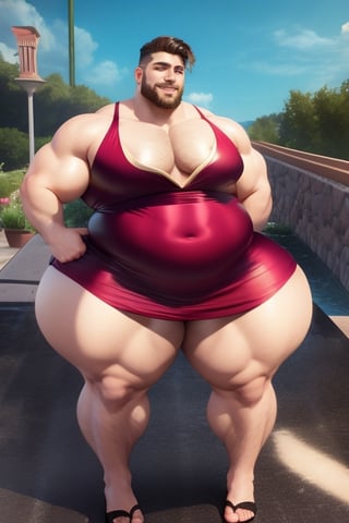 (masterpiece), 3d best quality, handsome charming beard man , short hairs, beautiful smiling, extra wide chest, extra fat pecs, slim tummy, hourglass body shape waistline, curvy wide hips, curvy body shape, perfect wide round fat ass, beefy wide and curvy fat thighs, wearing sexy dress, in the room, laying down, showing ass,mature