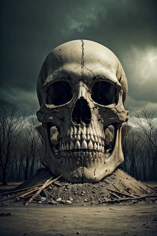 (Best quality, A high resolution:1.2),(Realistic:1.37),Ultra-detailed,Dragon skull,stark landscape,Dark atmosphere,Huge ancient skeleton,mythological creatures,Fierce Guardian,废墟,Unforgettable presence,Crumbling wreckage,eerie silence,Majestic decay,barren wasteland,Dramatic lighting,Dust and rot,Immortal death,Large,Weathered,Imposing,lifeless,Haunting shadows,The power of oblivion,Ominous aura,Ancient legends,Ominous remnants,A mysterious past,Skeletal remains,Once a behemoth,The end of an era,Legendary ruins,A majestic artifact,Dark history,Impressive spectacle,Natural decay,Majestic ruins