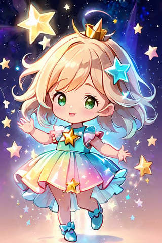 (cute twinkle star background:1.3), light colors, (1 little magician girl:1.2), translucent layer, blend with twinkle star