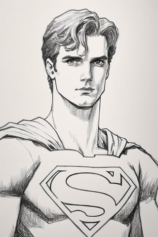 superman, pencil draw