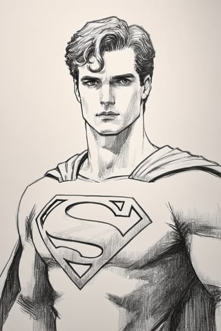 superman, pencil draw