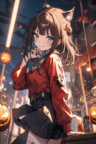 Kawaii smirk, a
Spooky, gloomy atmosphere, Halloween, kitty ears, bats, dark vibrant colors, rounded vector image, vector illustration, Adobe illustration, leaves, t shirt design, high quality, detailed, best quality, sanrio aesthetic, kawaii, kawaii aesthetic, kawaii art,loveeyes,Megumin, megumin's style,megumin,midjourney