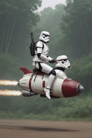 starwars stormtrooper riding a speederbike